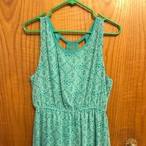 Teal and White Patterned Dress